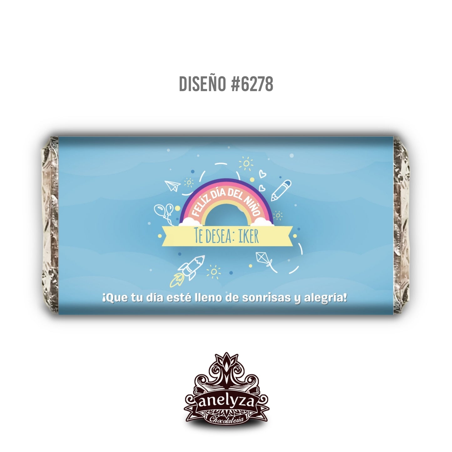 BARRAS DE CHOCOLATE PERSONALIZADAS DISEÑO #6278 DIA DEL NIÑO