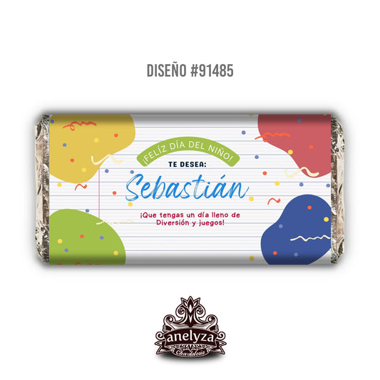 BARRAS DE CHOCOLATE PERSONALIZADAS DISEÑO #91485 DIA DEL NIÑO
