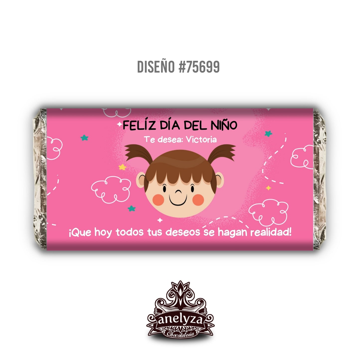 BARRAS DE CHOCOLATE PERSONALIZADAS DISEÑO #75699 DIA DEL NIÑO