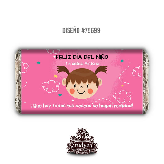 BARRAS DE CHOCOLATE PERSONALIZADAS DISEÑO #75699 DIA DEL NIÑO