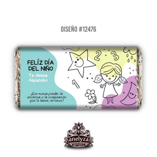 BARRAS DE CHOCOLATE PERSONALIZADAS DISEÑO #12476 DIA DEL NIÑO