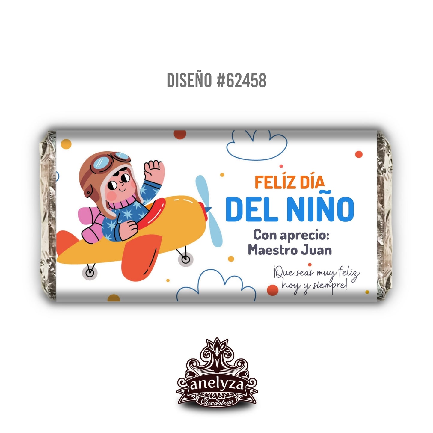 BARRAS DE CHOCOLATE PERSONALIZADAS DISEÑO #62458 DIA DEL NIÑO