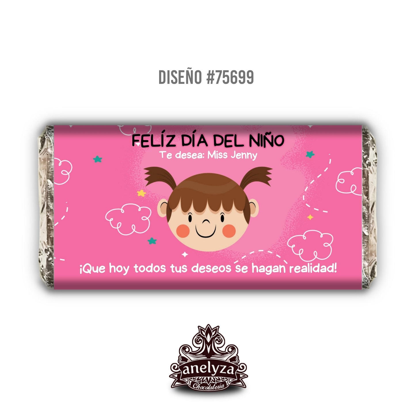 BARRAS DE CHOCOLATE PERSONALIZADAS DISEÑO #75699 DIA DEL NIÑO