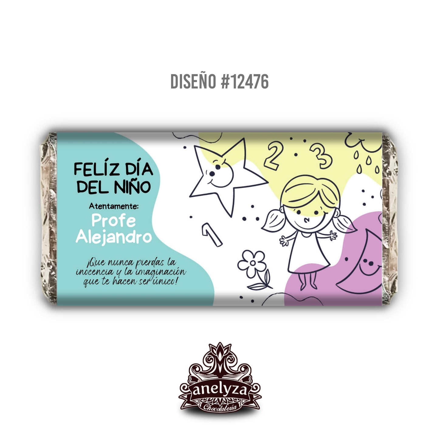 BARRAS DE CHOCOLATE PERSONALIZADAS DISEÑO #12476 DIA DEL NIÑO