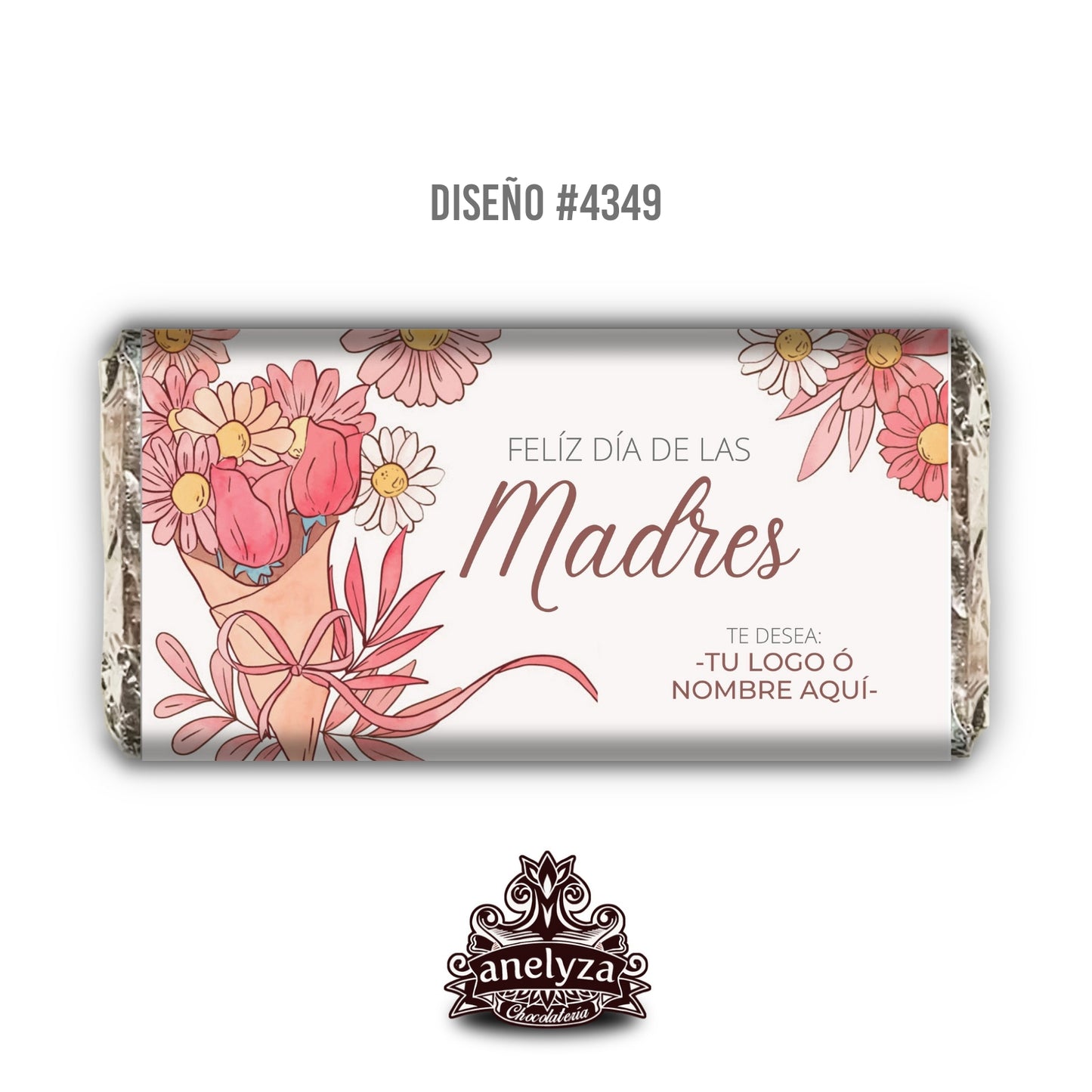 BARRAS DE CHOCOLATE PERSONALIZADAS DISEÑO #4349 DIA DE LAS MADRES