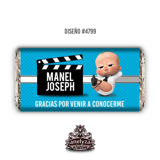 BARRAS DE CHOCOLATE PERSONALIZADAS DISEÑO #4799 JEFE EN PAÑALES NACIMIENTO/BABY SHOWER FIESTAS INFANTILES