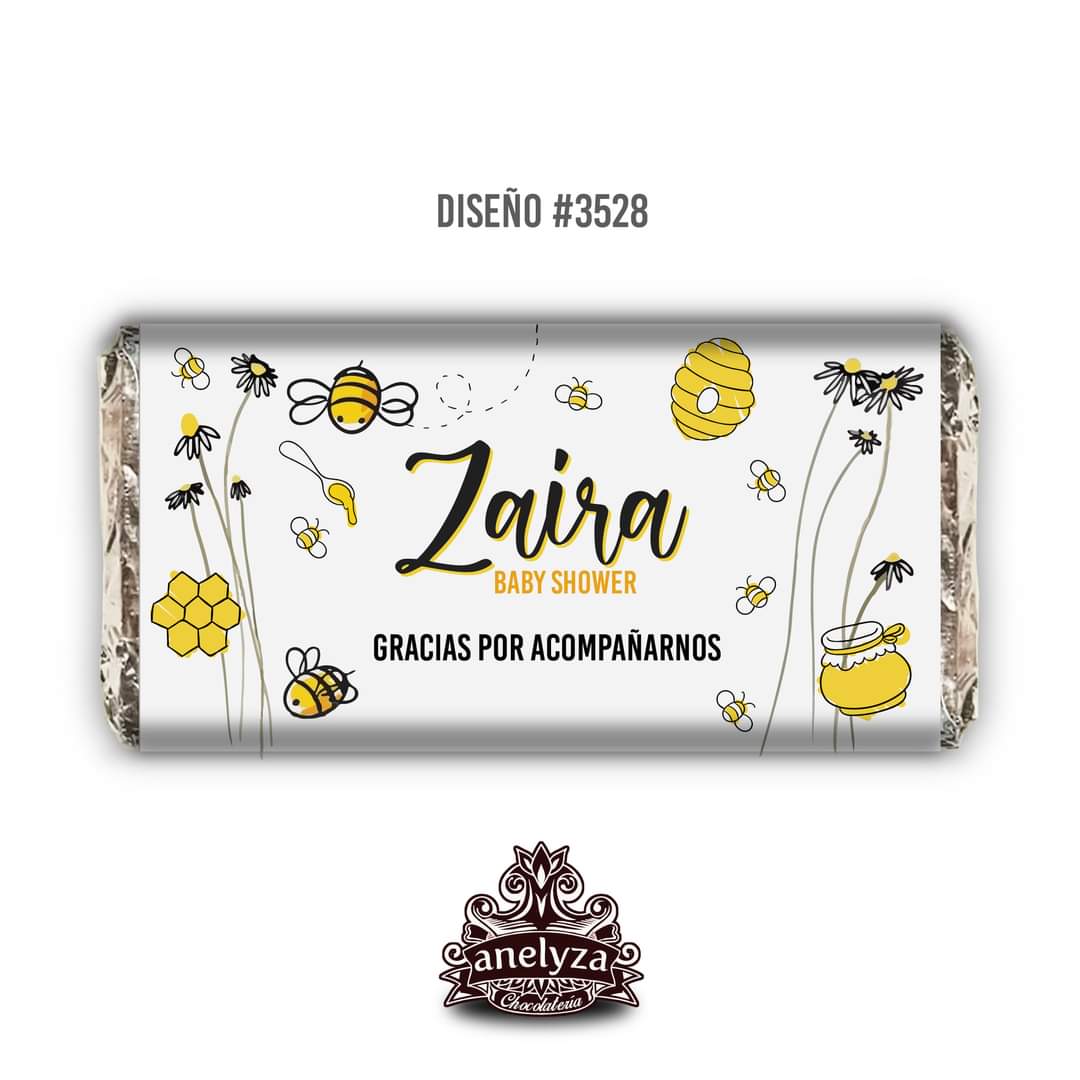 BARRAS DE CHOCOLATE PERSONALIZADAS DISEÑO #3528 ABEJAS NACIMIENTO/BABY SHOWER