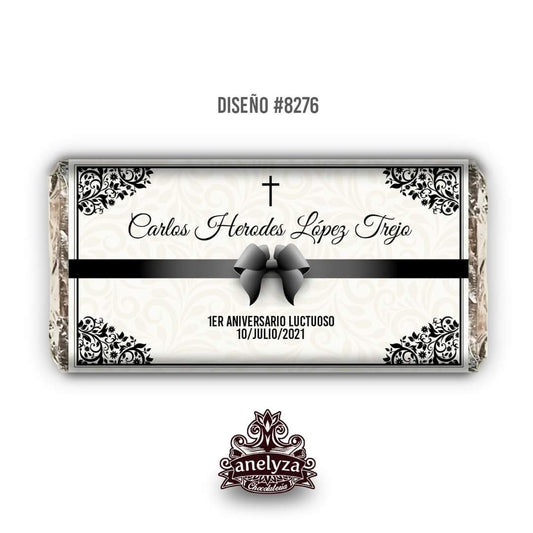 BARRAS DE CHOCOLATE PERSONALIZADAS DISEÑO #8276 ANIVERSARIO LUCTUOSO