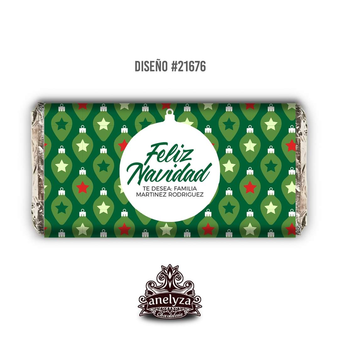 BARRAS DE CHOCOLATE PERSONALIZADAS DISEÑO #21676 NAVIDAD