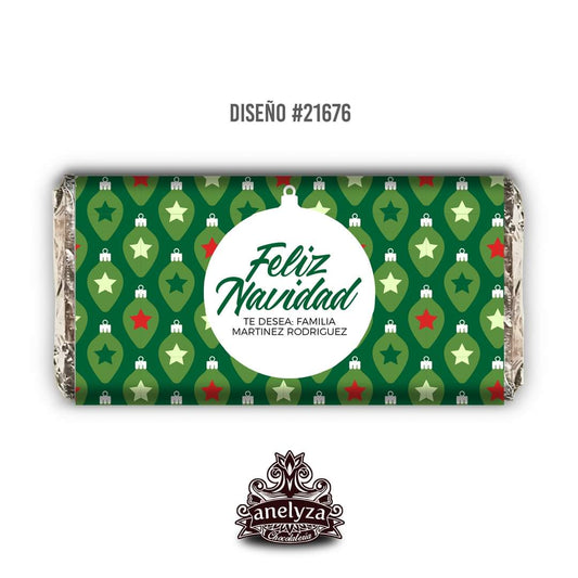 BARRAS DE CHOCOLATE PERSONALIZADAS DISEÑO #21676 NAVIDAD
