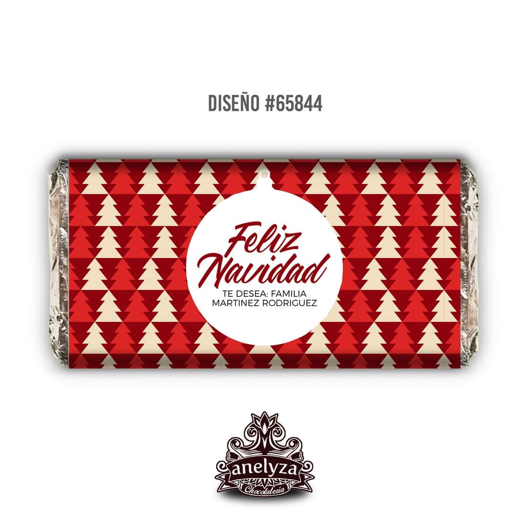 BARRAS DE CHOCOLATE PERSONALIZADAS DISEÑO #65844 NAVIDAD