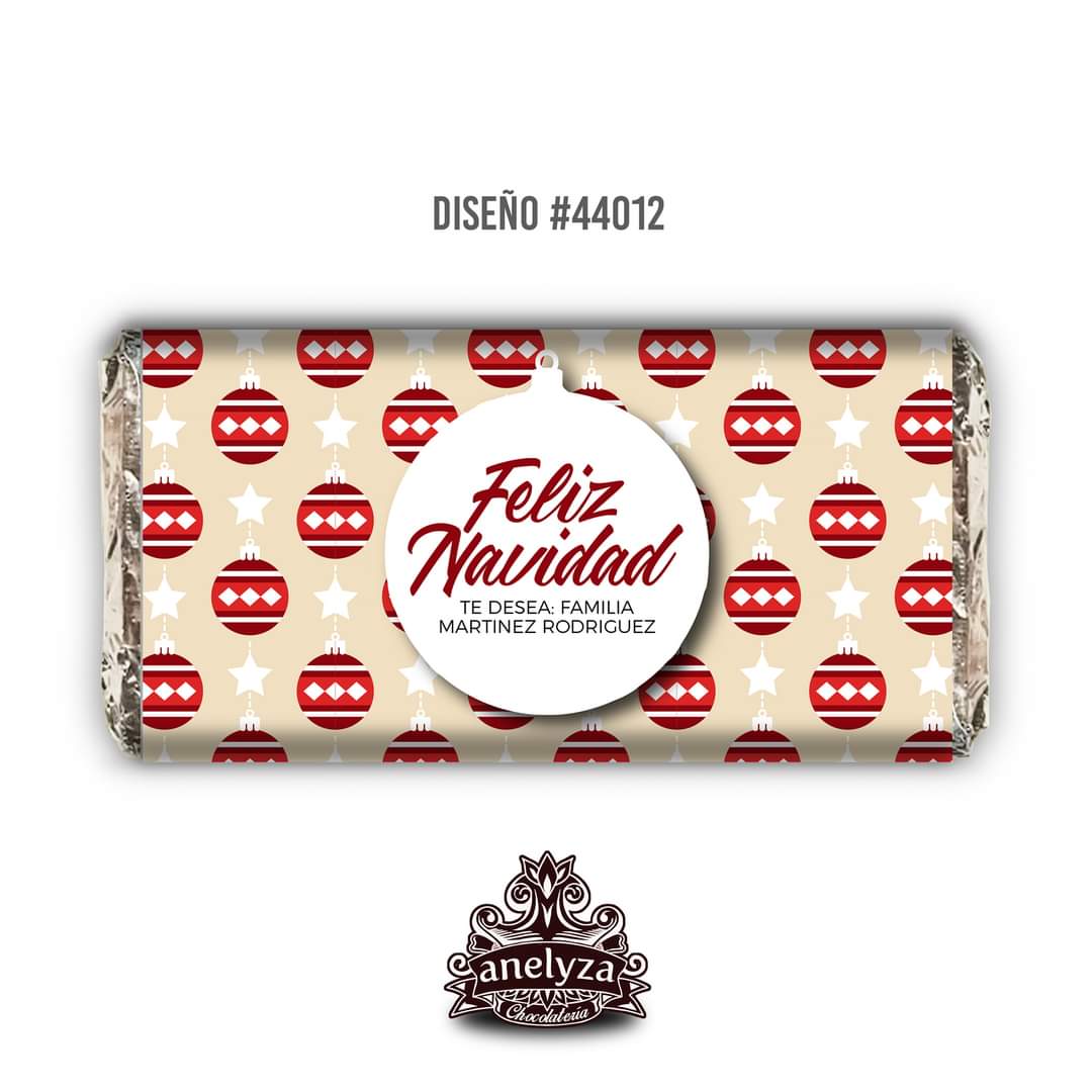 BARRAS DE CHOCOLATE PERSONALIZADAS DISEÑO #44012 NAVIDAD