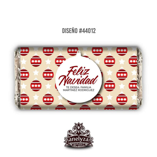 BARRAS DE CHOCOLATE PERSONALIZADAS DISEÑO #44012 NAVIDAD