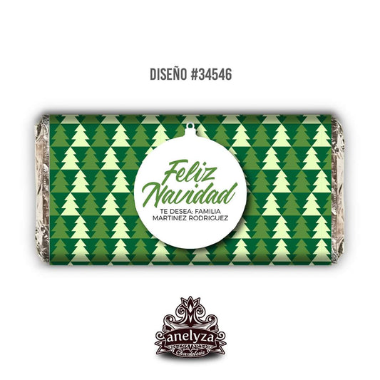 BARRAS DE CHOCOLATE PERSONALIZADAS DISEÑO #34546 NAVIDAD