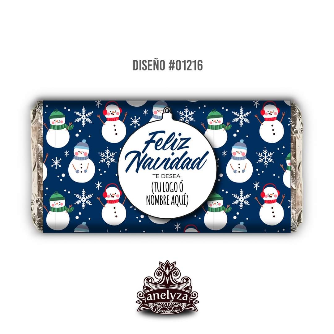 BARRAS DE CHOCOLATE PERSONALIZADAS DISEÑO #01216 NAVIDAD