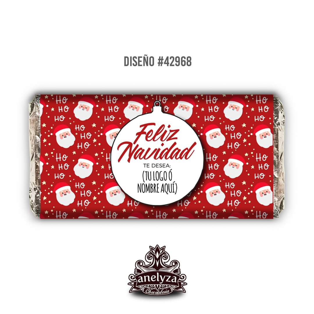 BARRAS DE CHOCOLATE PERSONALIZADAS DISEÑO #42968 NAVIDAD