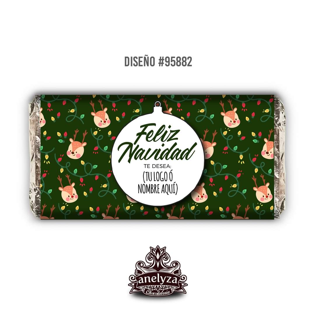 BARRAS DE CHOCOLATE PERSONALIZADAS DISEÑO #95882 NAVIDAD