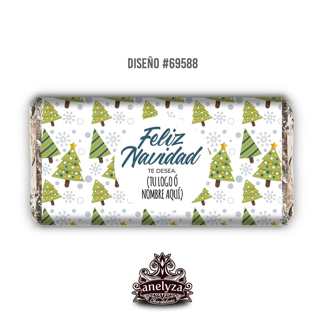 BARRAS DE CHOCOLATE PERSONALIZADAS DISEÑO #69588 NAVIDAD