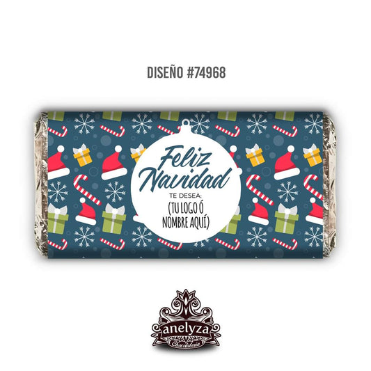 BARRAS DE CHOCOLATE PERSONALIZADAS DISEÑO #74968 NAVIDAD