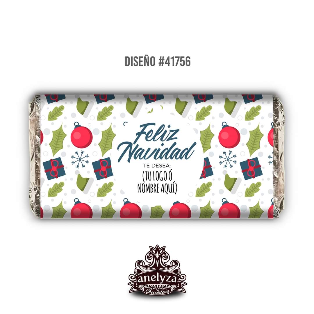BARRAS DE CHOCOLATE PERSONALIZADAS DISEÑO #41756 NAVIDAD