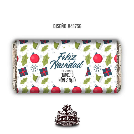 BARRAS DE CHOCOLATE PERSONALIZADAS DISEÑO #41756 NAVIDAD
