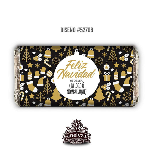 BARRAS DE CHOCOLATE PERSONALIZADAS DISEÑO #52708 NAVIDAD