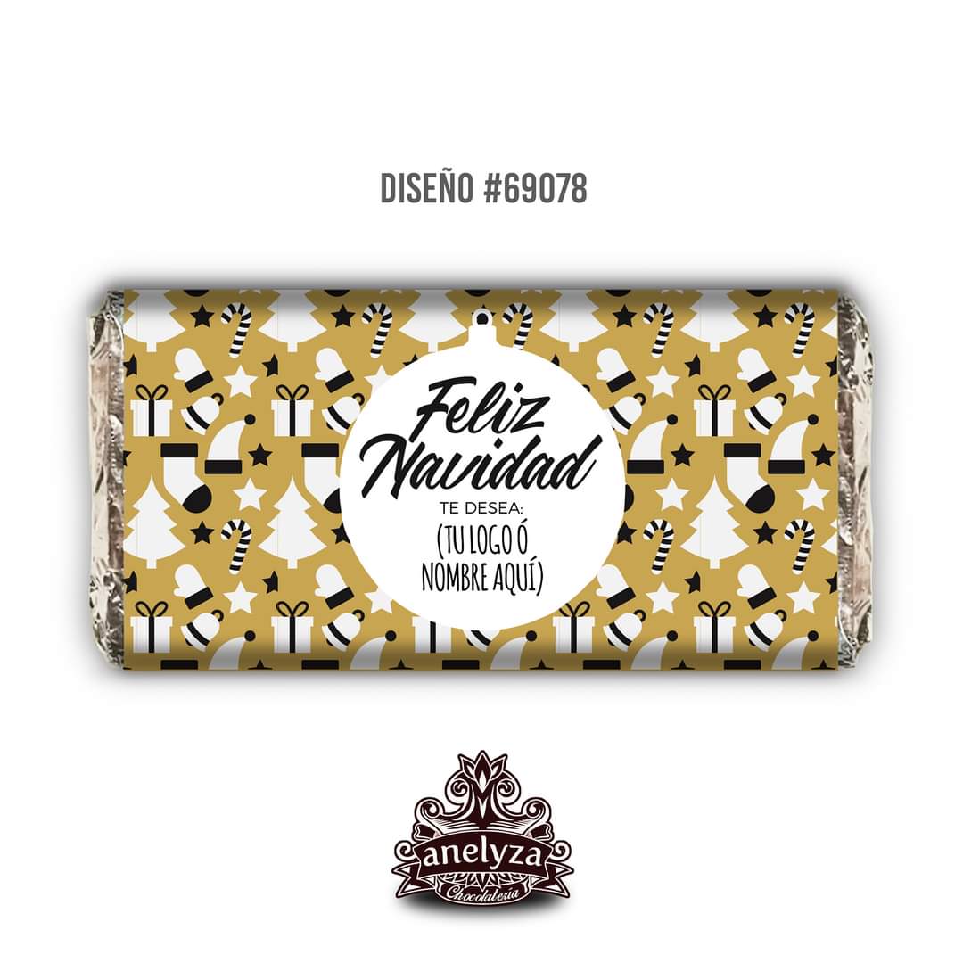 BARRAS DE CHOCOLATE PERSONALIZADAS DISEÑO #69078 NAVIDAD