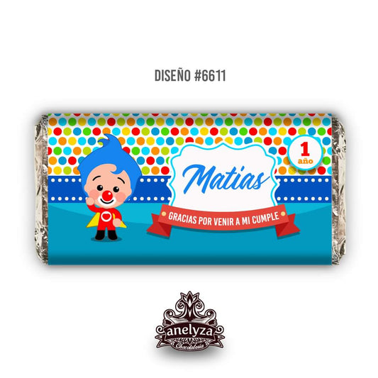BARRAS DE CHOCOLATE PERSONALIZADAS DISEÑO #6611 PLIM PLIM FIESTAS INFANTILES