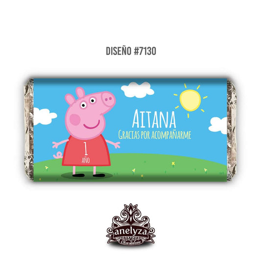 BARRAS DE CHOCOLATE PERSONALIZADAS DISEÑO #7130 PEPPA PIG FIESTAS INFANTILES