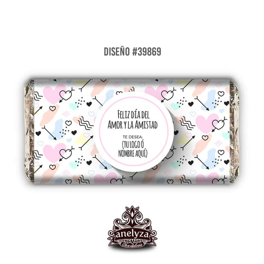 BARRAS DE CHOCOLATE PERSONALIZADAS DISEÑO #39869 SAN VALENTIN DIA DEL AMOR Y LA AMISTAD