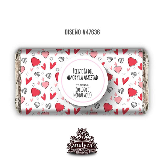 BARRAS DE CHOCOLATE PERSONALIZADAS DISEÑO #47636 DIA DEL AMOR Y LA AMISTAD SAN VALENTIN