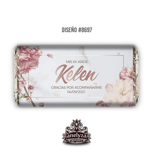 BARRAS DE CHOCOLATE PERSONALIZADAS DISEÑO #8697 MARMOL XV AÑOS 15 AÑOS