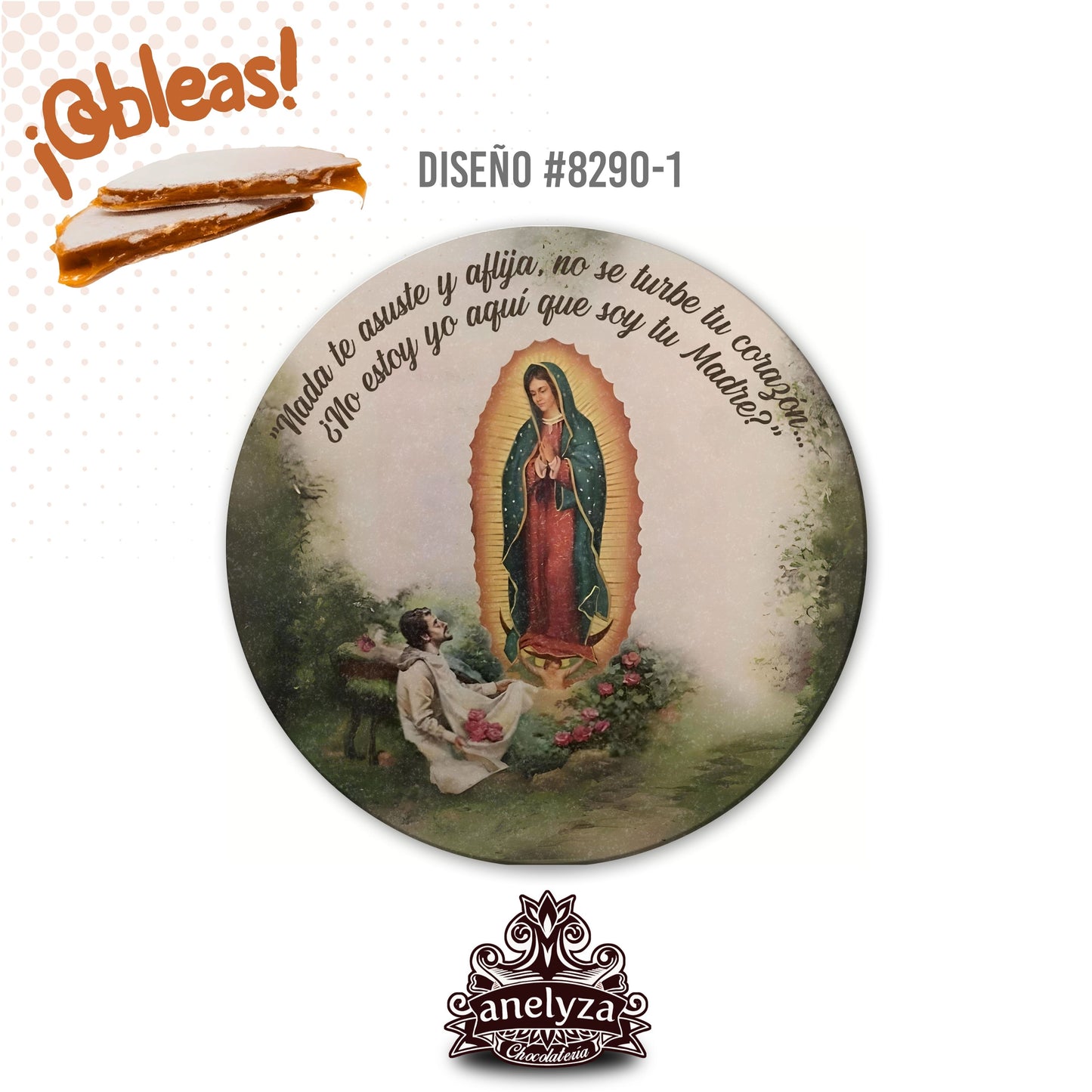 20 OBLEAS RELLENAS PERSONALIZADAS DISEÑO #8290-1 VIRGEN DE GUADALUPE