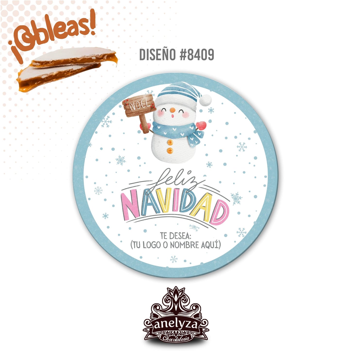 20 OBLEAS RELLENAS PERSONALIZADAS DE NAVIDAD DISEÑO #8409