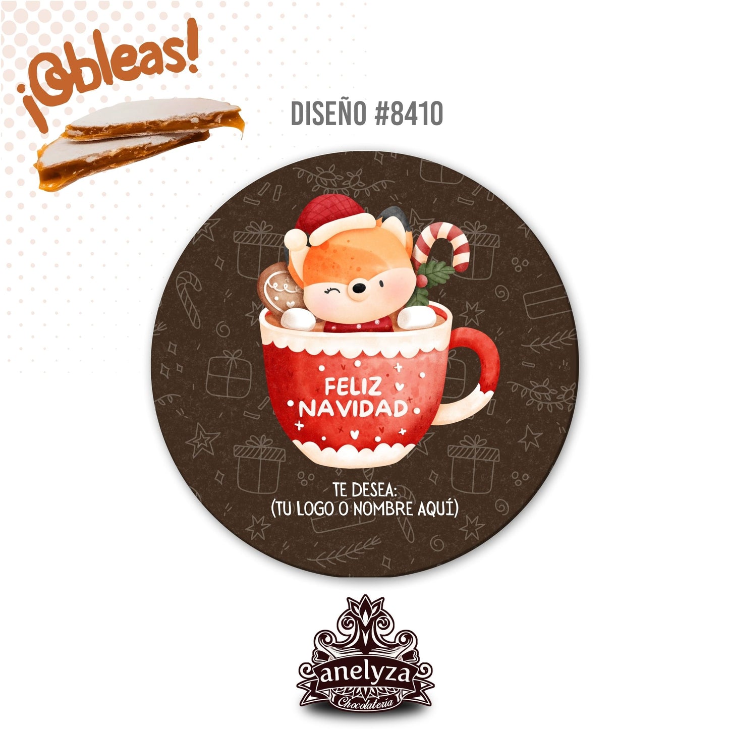 20 OBLEAS RELLENAS PERSONALIZADAS DE NAVIDAD DISEÑO #8410