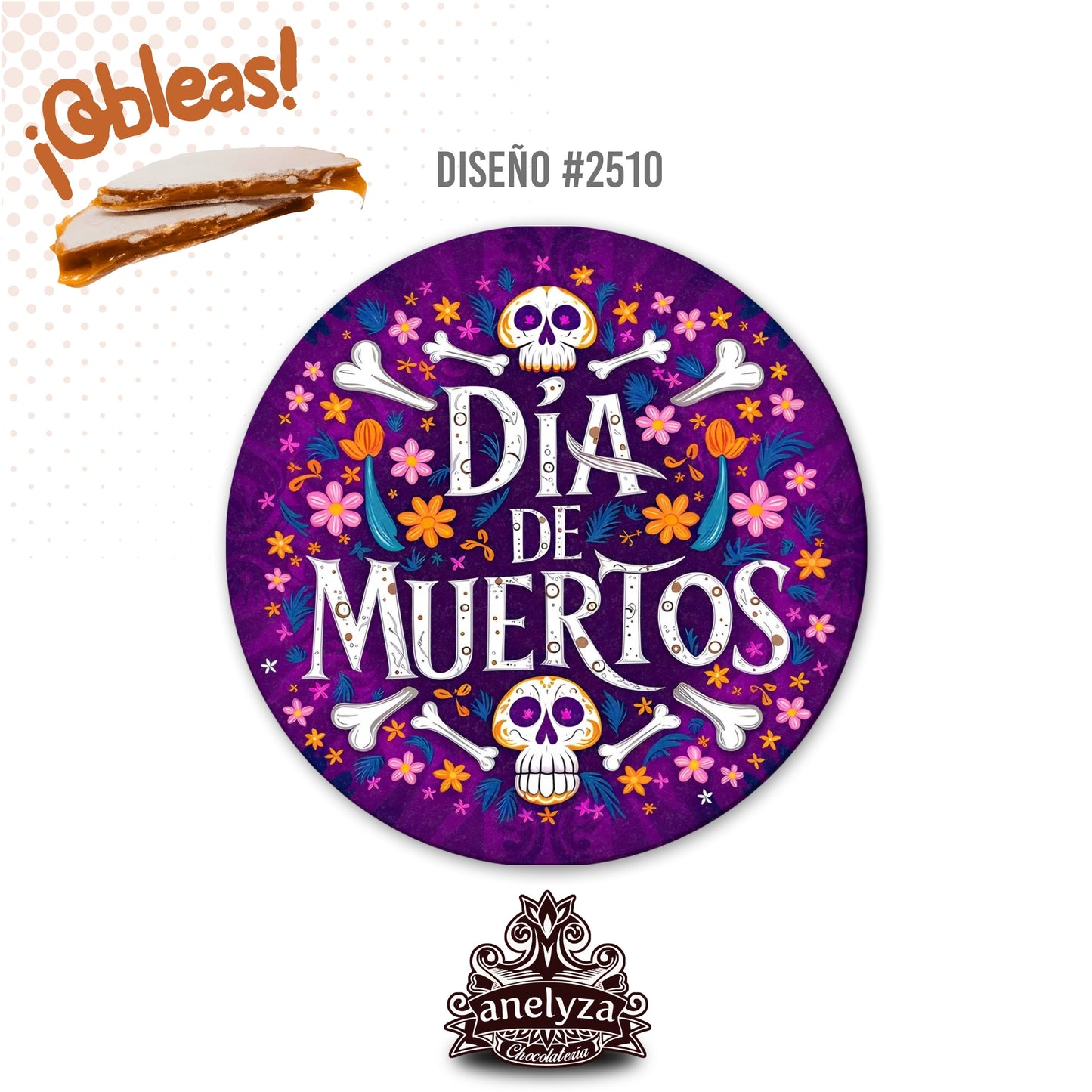 20 OBLEAS RELLENAS PERSONALIZADAS DISEÑO #2510 DIA DE MUERTOS