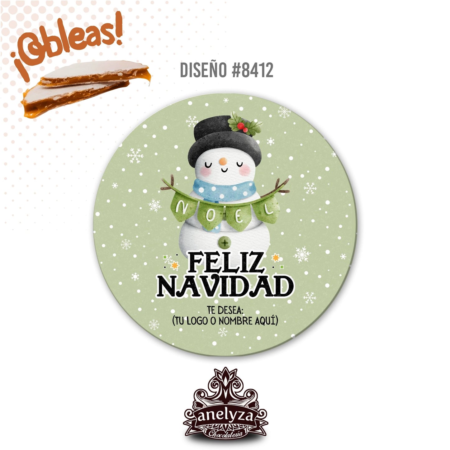 20 OBLEAS RELLENAS PERSONALIZADAS DE NAVIDAD DISEÑO #8412