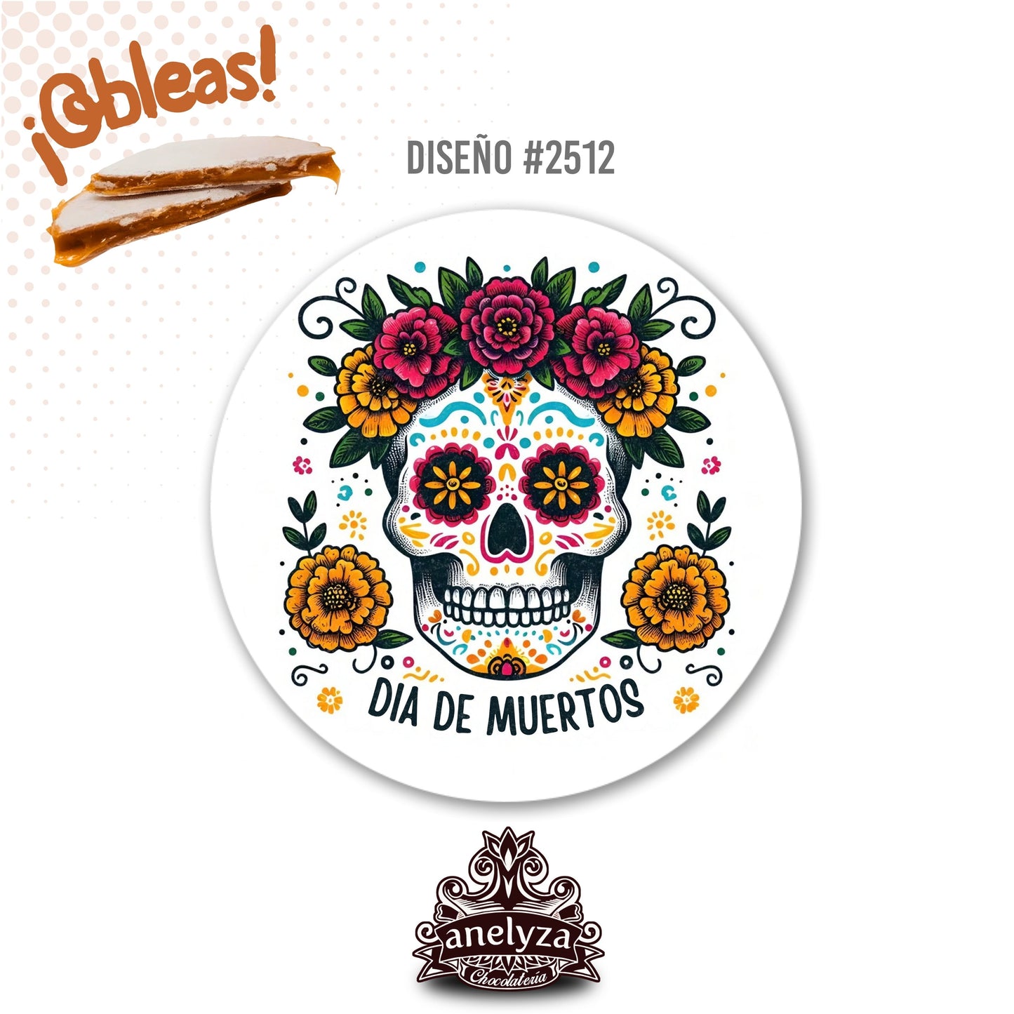 20 OBLEAS RELLENAS PERSONALIZADAS DISEÑO #2512 DIA DE MUERTOS