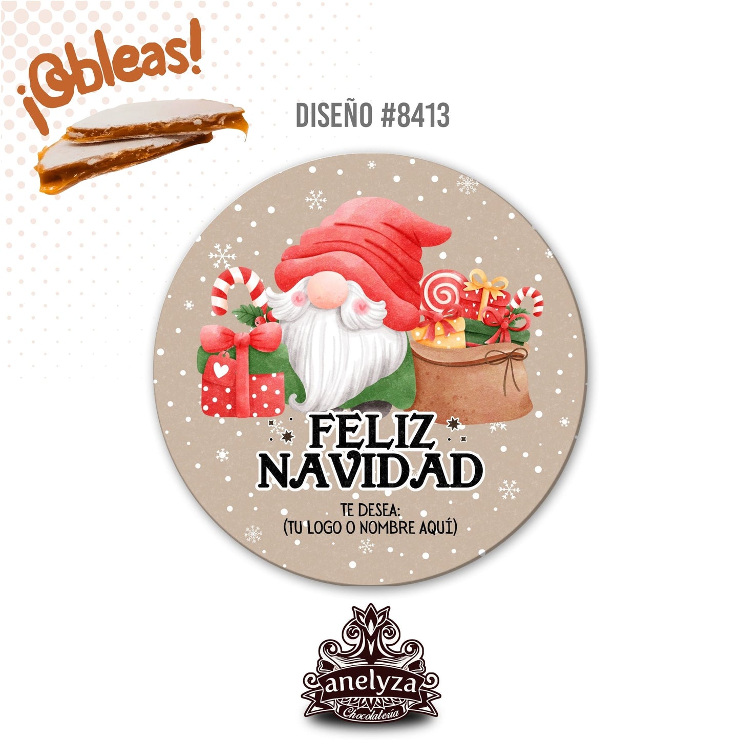 20 OBLEAS RELLENAS PERSONALIZADAS DE NAVIDAD DISEÑO #8413