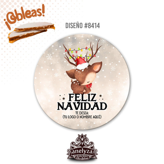 20 OBLEAS RELLENAS PERSONALIZADAS DE NAVIDAD DISEÑO #8414