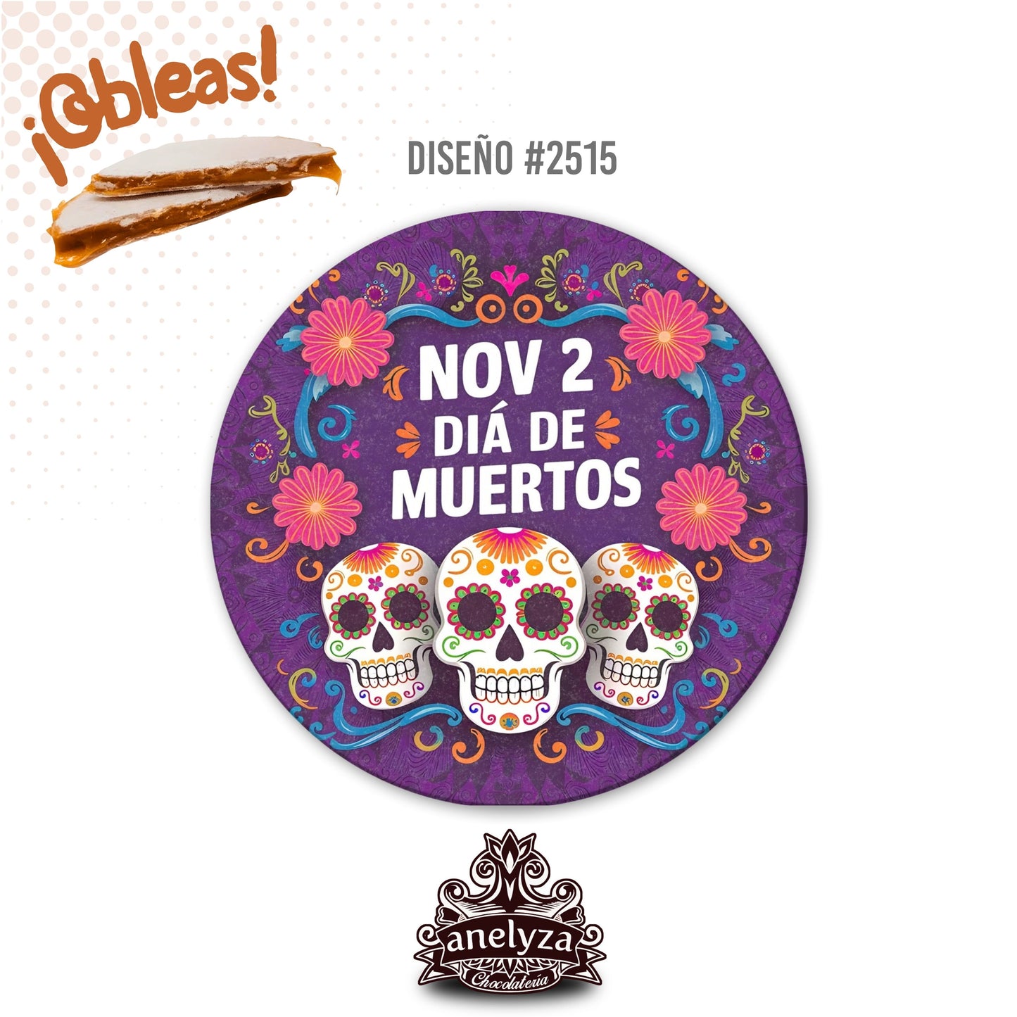 20 OBLEAS RELLENAS PERSONALIZADAS DISEÑO #2515 DIA DE MUERTOS