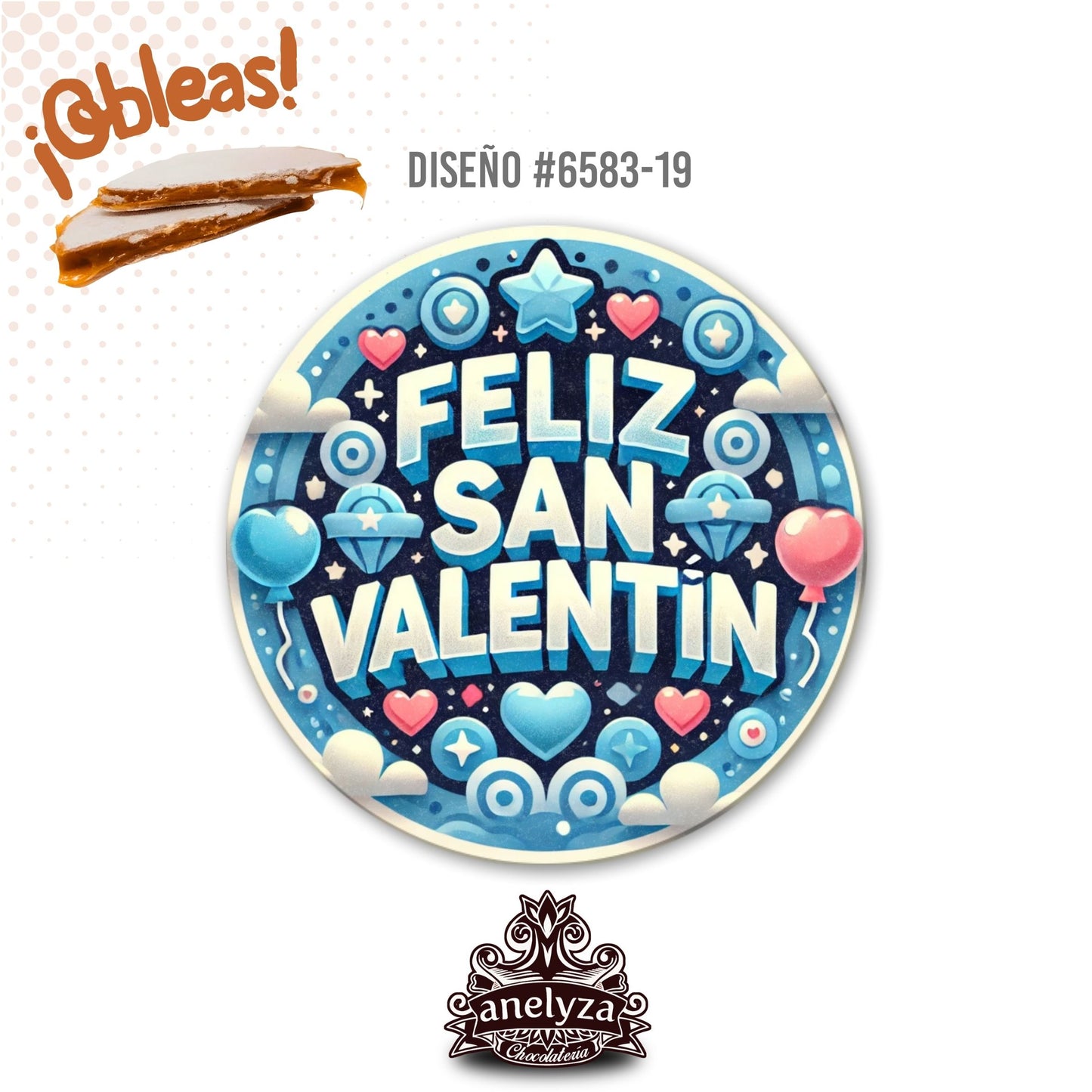 OBLEAS RELLENAS PERSONALIZADAS DISEÑ0 #6583-19 SAN VALENTIN