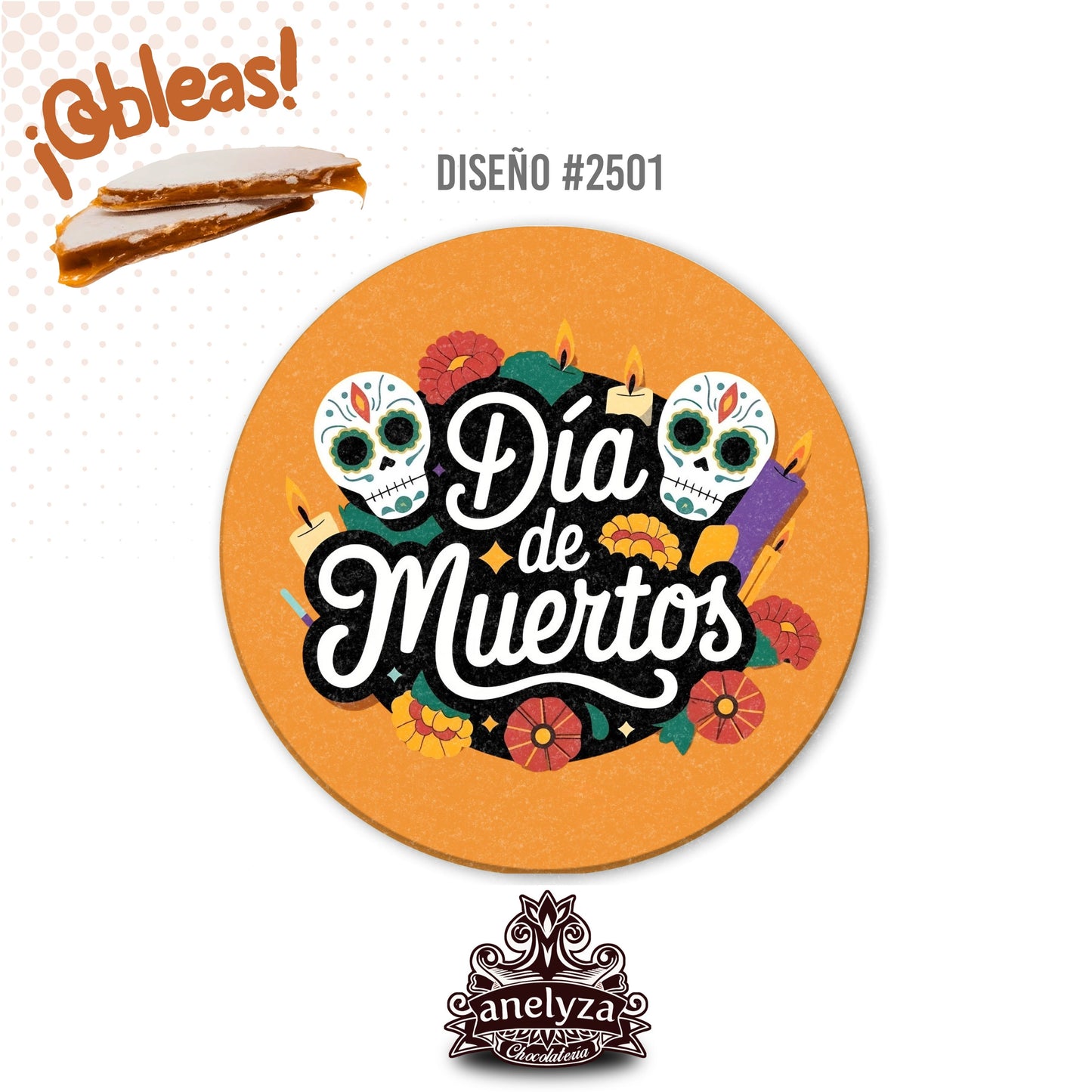 20 OBLEAS RELLENAS PERSONALIZADAS DISEÑO #2501 DIA DE MUERTOS