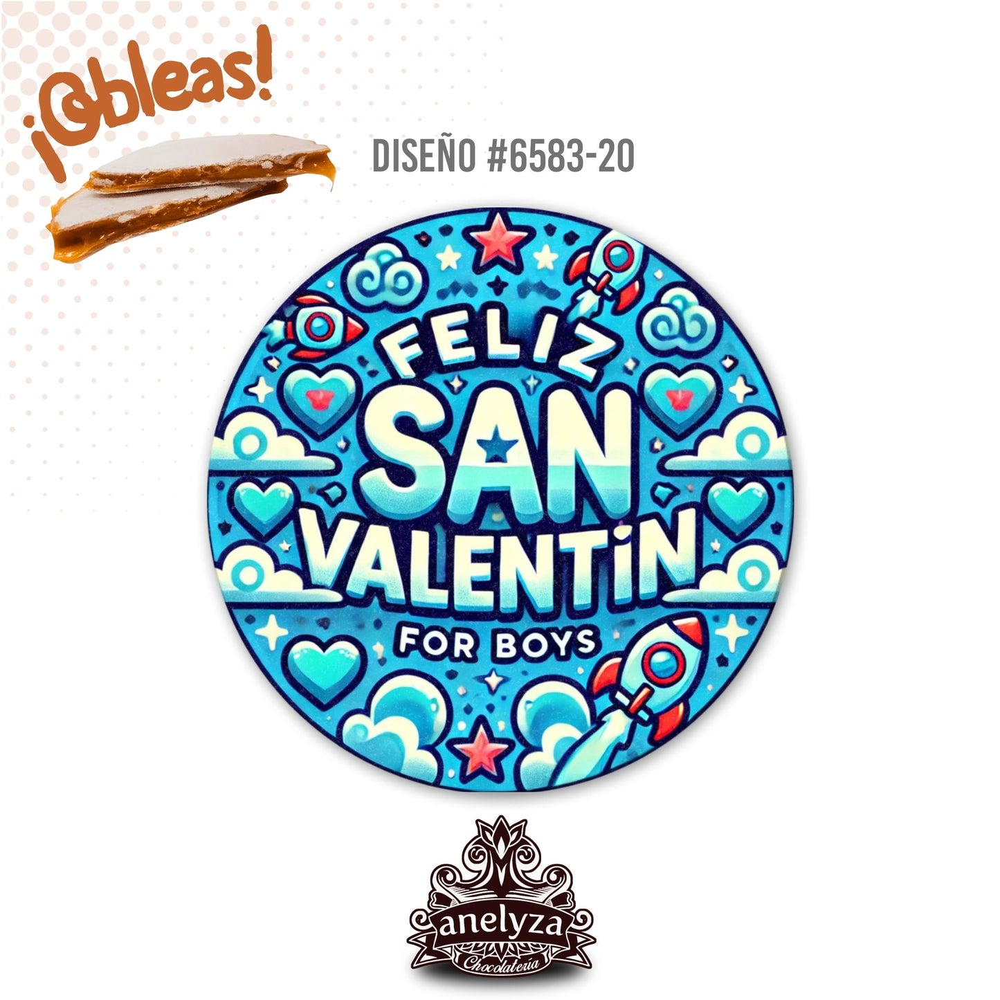 OBLEAS RELLENAS PERSONALIZADAS DISEÑ0 #6583-20 SAN VALENTIN