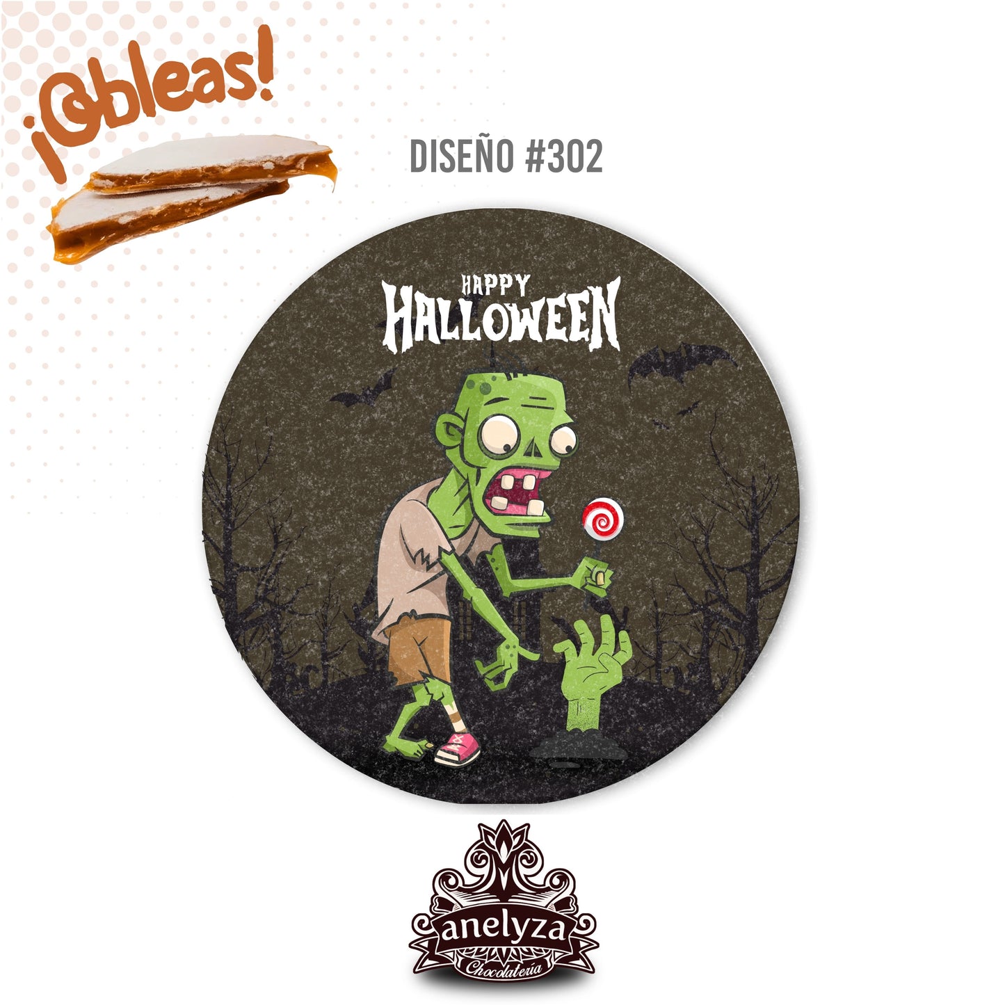 20 OBLEAS RELLENAS PERSONALIZADAS DISEÑO #302 HALLOWEEN