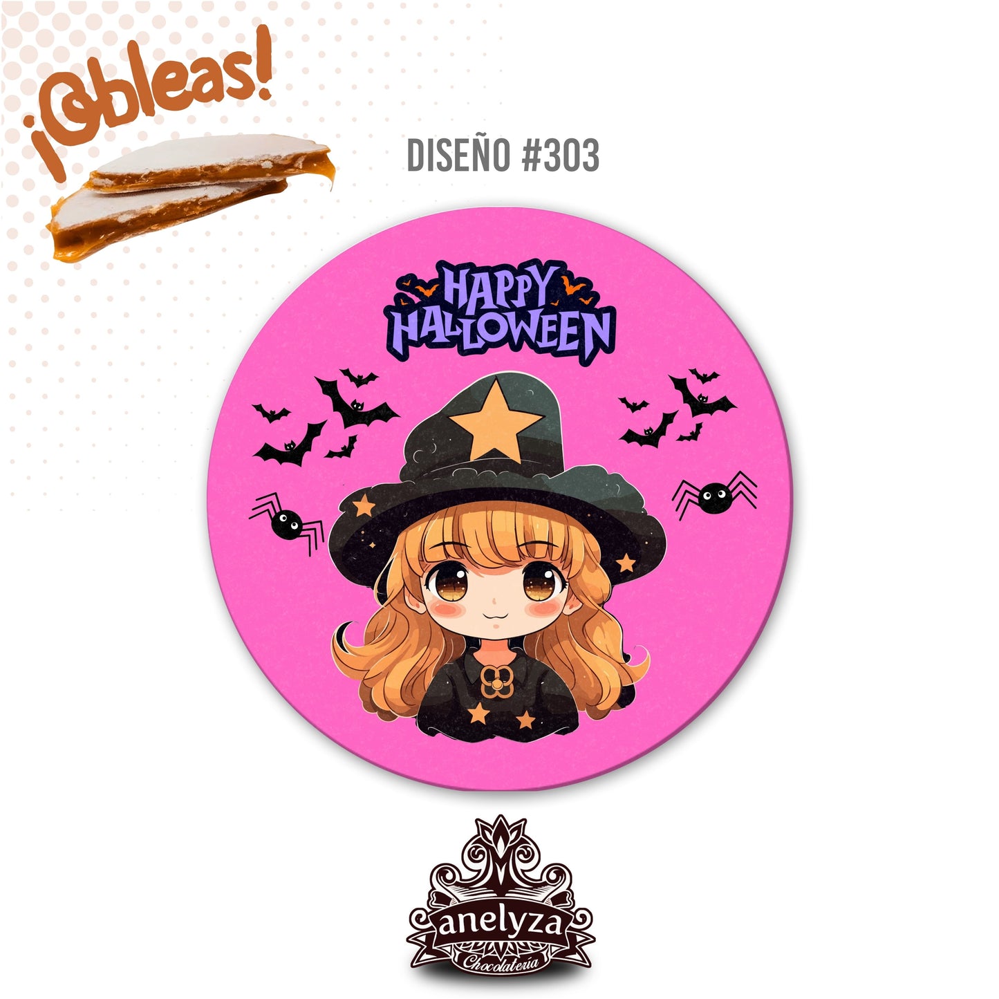 20 OBLEAS RELLENAS PERSONALIZADAS DISEÑO #303 HALLOWEEN