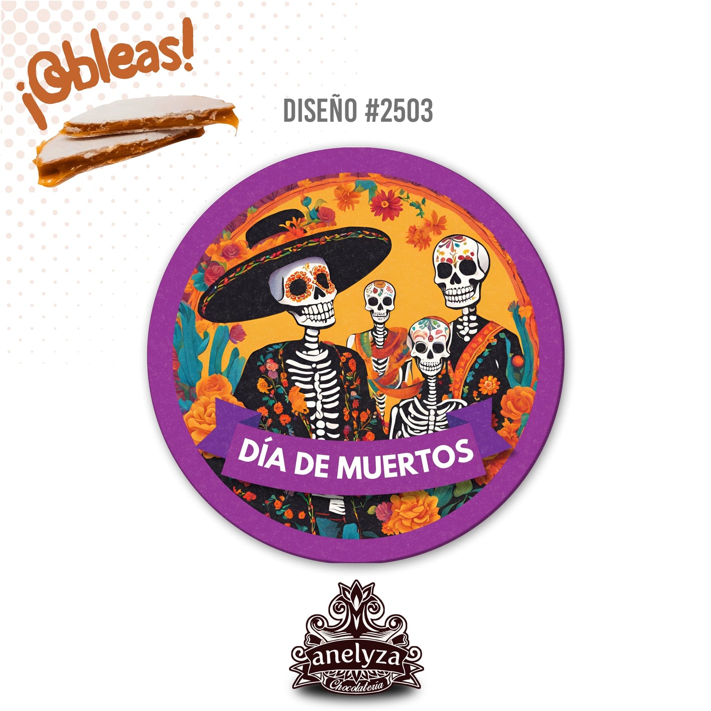 20 OBLEAS RELLENAS PERSONALIZADAS DISEÑO #2503 DIA DE MUERTOS