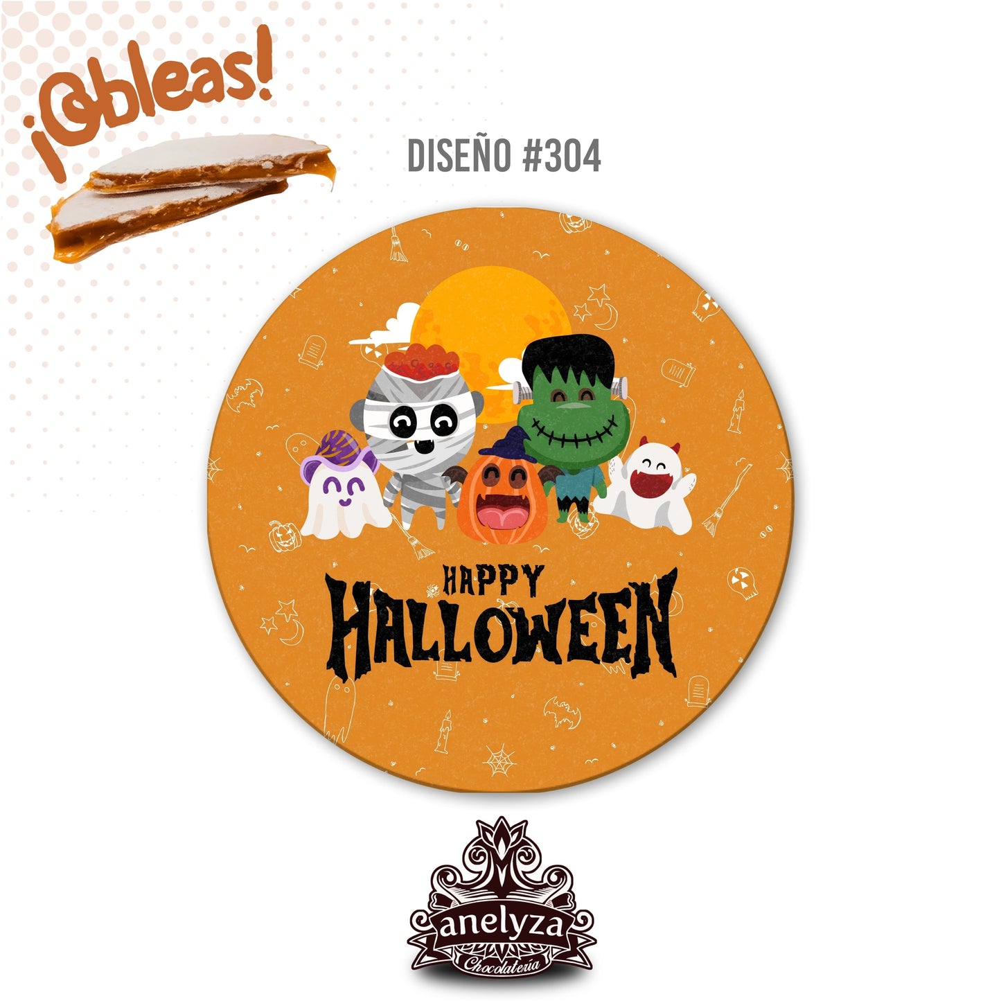 20 OBLEAS RELLENAS PERSONALIZADAS DISEÑO #304 HALLOWEEN