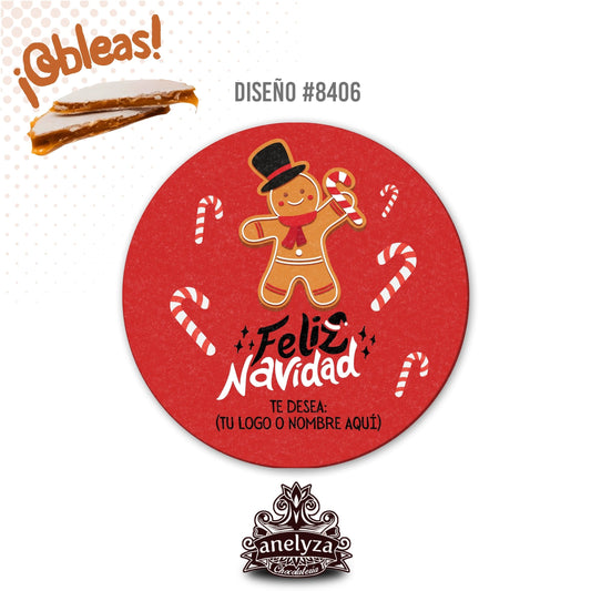 20 OBLEAS RELLENAS PERSONALIZADAS DE NAVIDAD DISEÑO #8406