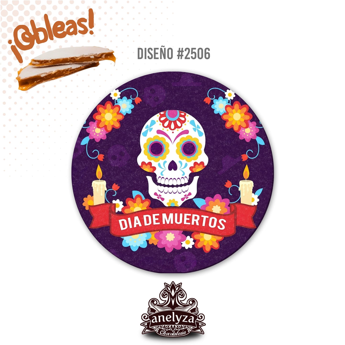 20 OBLEAS RELLENAS PERSONALIZADAS DISEÑO #2506 DIA DE MUERTOS